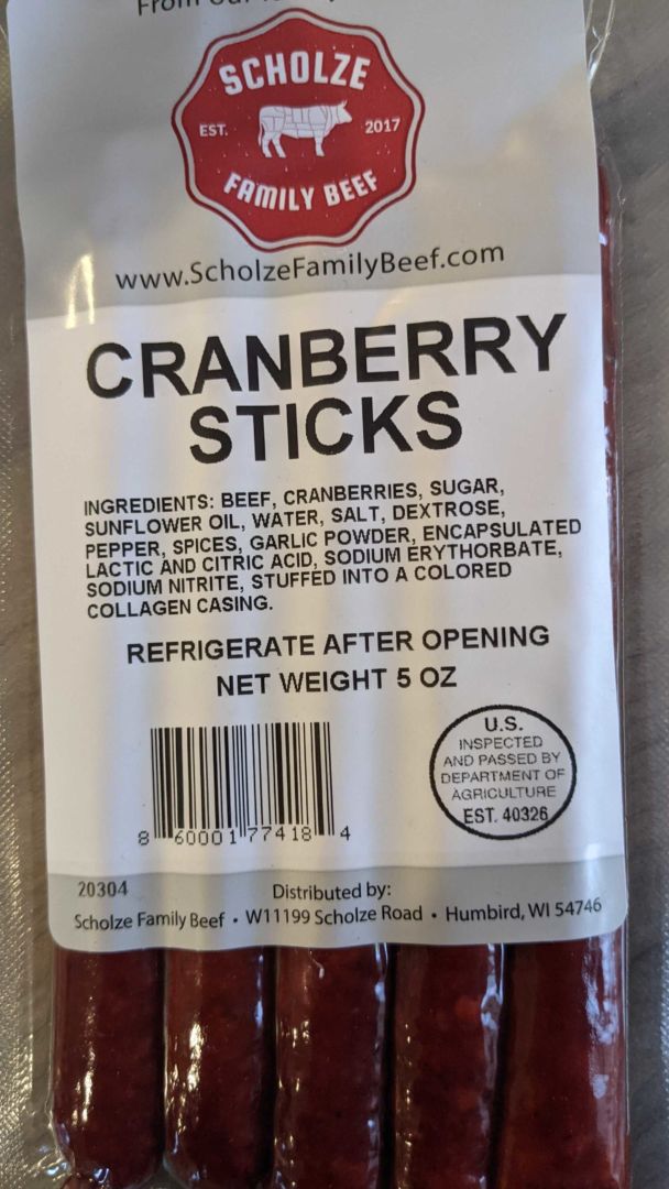 Cranberry Beef Sticks